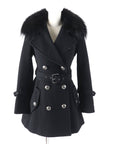 BBERRY Blue Label Wool Angora Raccoon Trench Coat