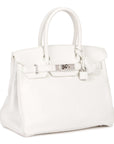 HMS White Clemence Leather Birkin 30cm Retourne Tote