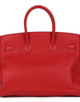 HMS Vermillion Clemence Leather Birkin 35cm Retourne Tote