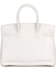 HMS White Clemence Leather Birkin 30cm Retourne Tote