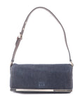 FNDI Denim Leather Shoulder Bag Hand Bag Navy Brown 26640