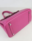 HMS Birkin 30cm Togo Leather Handbags Peach Silver