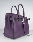 HMS Birkin 30cm Togo Leather Handbags Purple Silver