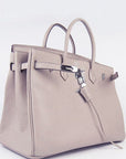 HMS Birkin 35cm Togo Leather Handbags 6099 Grey Silver