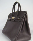 HMS Birkin 35cm Togo Leather Handbags Dark Coffee Golden
