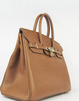 HMS Birkin 35cm Togo Leather Handbags Light Coffee Golden