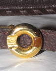 Early, vintage, GCCI, brown whip-stitched, leather belt with a round, gold & enamel buckle