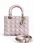 *Adjustable Strap* D1OR Lady Medium - Iridescent Cannage Lambskin Light Pink Golden Hardware