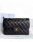 *Microchip, Full Set Receipt* CH Small Caviar Classic Flap Quilted Black Golden Hardware