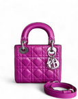 *Full Set Receipt* D1OR Lady Mini Cannage Lambskin Purple Violet Silver Hardware Adjustbale Strap