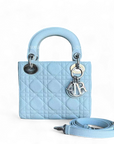 *Rare Caviar* D1OR Lady Mini - Cannage Grained Calfskin Glacier White Ice Blue Silver Hardware Adjustable Strap