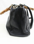 Brand Inspired GCCI Tote Bag Banboo 2way Black Leather (SHC7-10763)