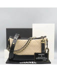 A91810 Beige Leather Gabrielle Hobo Small Chain Shoulder and Crossbag CH