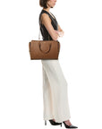 BBERRY Banwell Medium Leather & Check Canvas Satchel