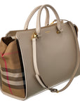 BBERRY Banwell Medium Leather & Check Canvas Satchel