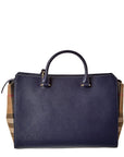 BBERRY Banwell Medium Leather & Check Canvas Satchel