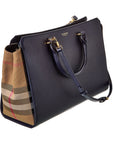 BBERRY Banwell Medium Leather & Check Canvas Satchel