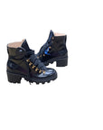 Black & Cream Boots Luxury Designer GCCI, Size 7