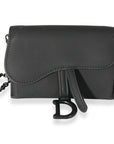 CHRISTIAN D1OR Black Ultra Matte Calfskin Saddle Belt Pouch