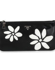 PRD Black Spazzolato Flower Zip Pouch