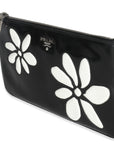 PRD Black Spazzolato Flower Zip Pouch