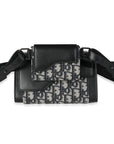 CHRISTIAN D1OR Beige Black Oblique Canvas Elite Shoulder Pouch