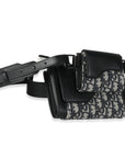 CHRISTIAN D1OR Beige Black Oblique Canvas Elite Shoulder Pouch