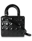 CHRISTIAN D1OR Black Ultraglossy Patent Cannage Small Lady D1OR