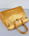 HMS Birkin 35cm 6089 New Golden Crocodile Vein Handbags Gold