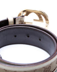 GCCI Interlocking Leather Belt Size / Beige/White