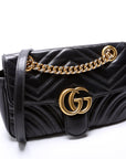 GCCI Marmont Leather Shoulder Flap Mini Black