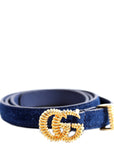 GCCI GG Torchon Thin Suede Belt Size / Blue