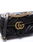 GCCI Marmont Leather Shoulder Mini Flap Black