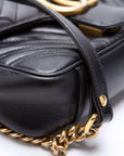 GCCI Marmont Leather Shoulder Mini Flap Black