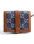 GCCI GG Denim Jackie Card Case Navy/Brown