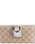 GCCI GG Canvas Abbey Long Wallet Tan/Gold