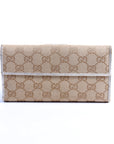 GCCI GG Canvas Abbey Long Wallet Tan/Gold