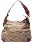 GCCI Horsebit Canvas Creole Hobo Burgundy/Tan
