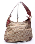GCCI Horsebit Canvas Creole Hobo Burgundy/Tan