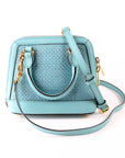 GCCI Horsebit Mini Top Handle Raffia Teal