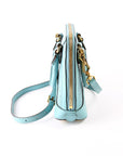 GCCI Horsebit Mini Top Handle Raffia Teal