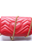 GCCI Marmont Torchon Leather Super Mini Flap Red
