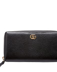 GCCI GG Leather Zip Around Wallet Black