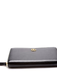 GCCI GG Leather Zip Around Wallet Black