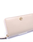 GCCI GG Leather Zip Around Wallet Beige