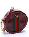 GCCI Ophidia Leather Round Small Crossbody Burgundy