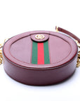 GCCI Ophidia Leather Round Small Crossbody Burgundy