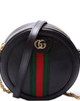 GCCI Ophidia Leather Round Small Crossbody Black