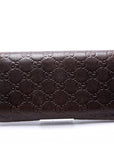 GCCI GG Leather Trifold Long Wallet Brown