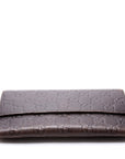 GCCI GG Leather Trifold Long Wallet Brown